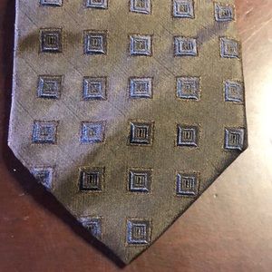 Hugo Boss necktie brown silk with blue square medallion pattern